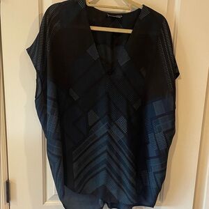 NWOT Vince Black and Blue Patterned Blouse